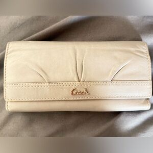 Coach gray Leather Clutch with silver Logo